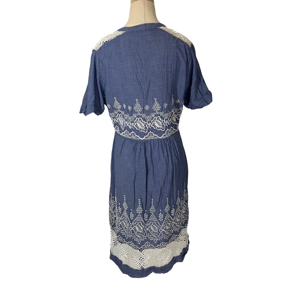 Closet Closing Sale! Anthropologie Waters shirt dress blue white button down L - Picture 6 of 8